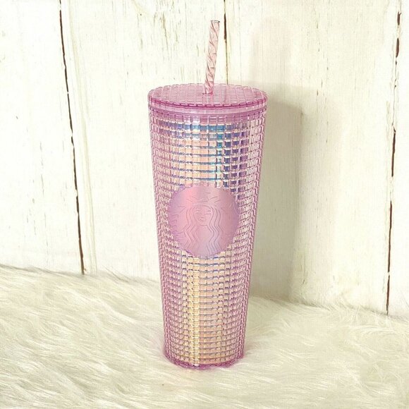 Starbucks Xmas 2020 Limited Shiny Bright Jewel Pink Grid Tumbler Venti 24oz NEW - Picture 1 of 6